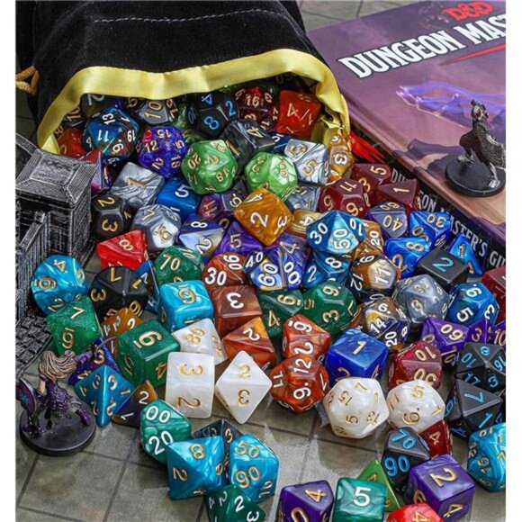 DND Dice Sets - 26 X 7 Polyhedral Dice (182pcs) with a Large Drawstring Bag - Picture 5 of 7